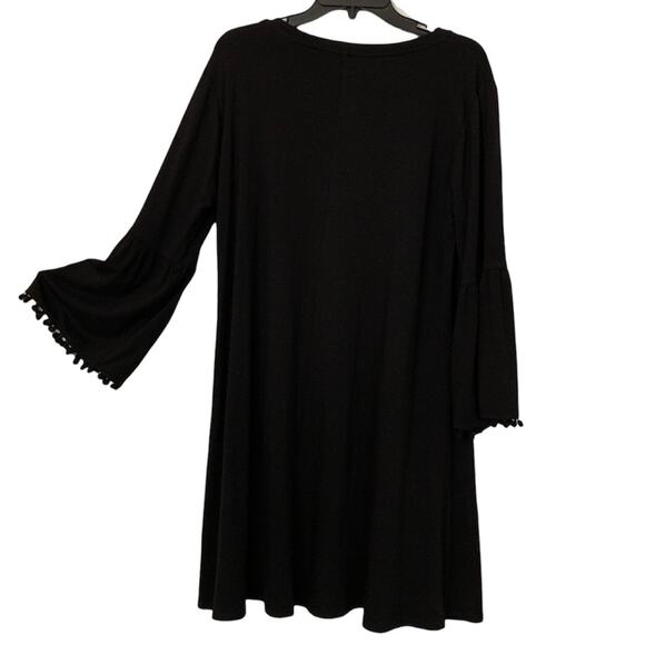 EUC Johnny Was Calmé Flute Sleeve Swing Dress Black Size Large - Picture 3 of 4